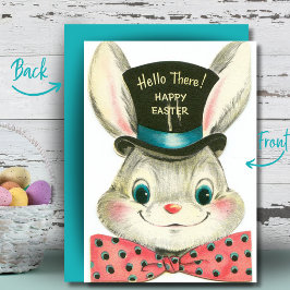 Tarjeta Festiva Conejo Vintage En Top Hat Personalizado Retro East