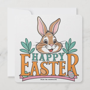 Tarjeta Festiva Conejo vintage Feliz Pascua