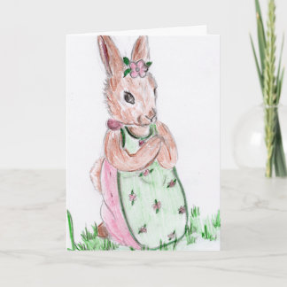 Tarjeta Festiva Conejo y flores de Pascua