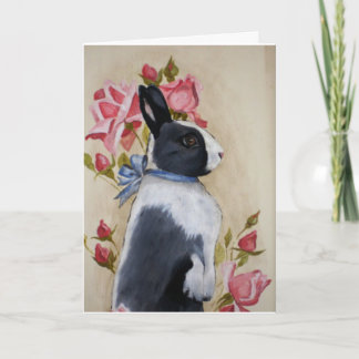 Tarjeta Festiva Conejo y Rosas