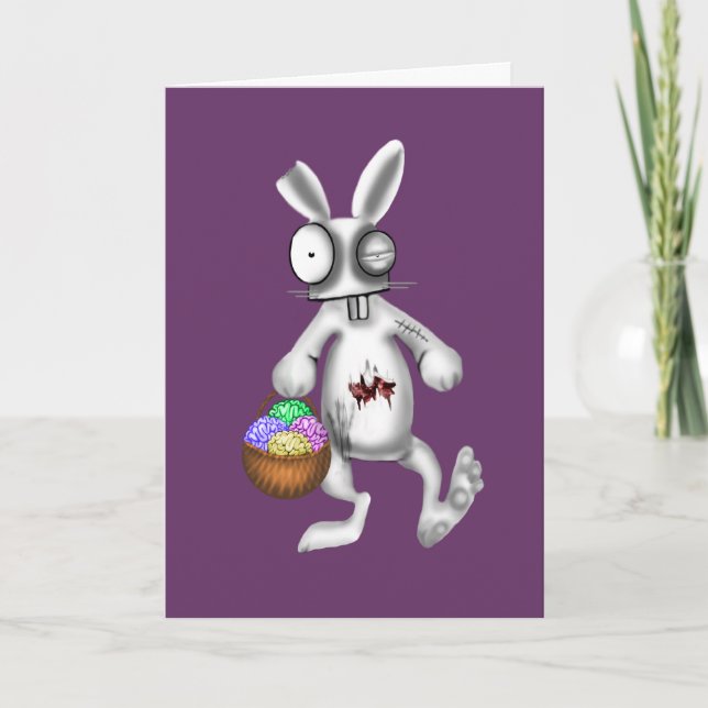 Tarjeta Festiva conejo zombie de Pascua (Anverso)