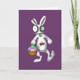 Tarjeta Festiva conejo zombie de Pascua