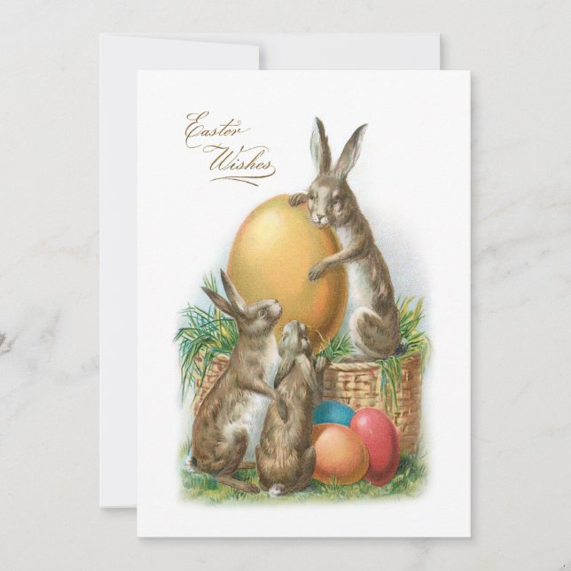 Tarjeta Festiva Conejos de Pascua y Huevos Tiernos (Anverso)