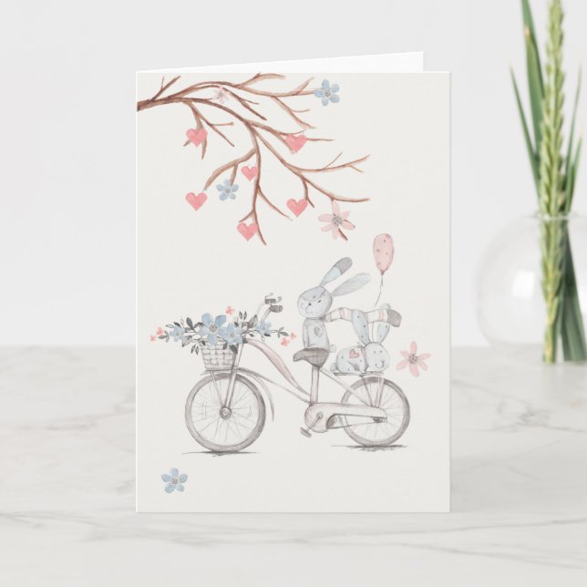 Tarjeta Festiva Conejos lindos. (Anverso)