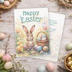 Tarjeta Festiva Conejos y Huevos de Pascua Personalizados al Estil