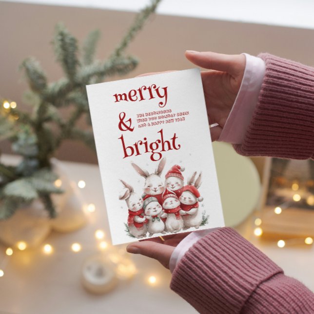 Tarjeta Festiva Conejos y mora de invierno y brillante (Subido por el creador)