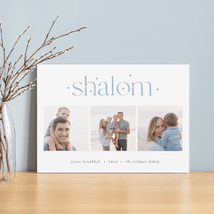 Tarjeta Festiva Conexión estriada   Collage de fotos Hanukkah