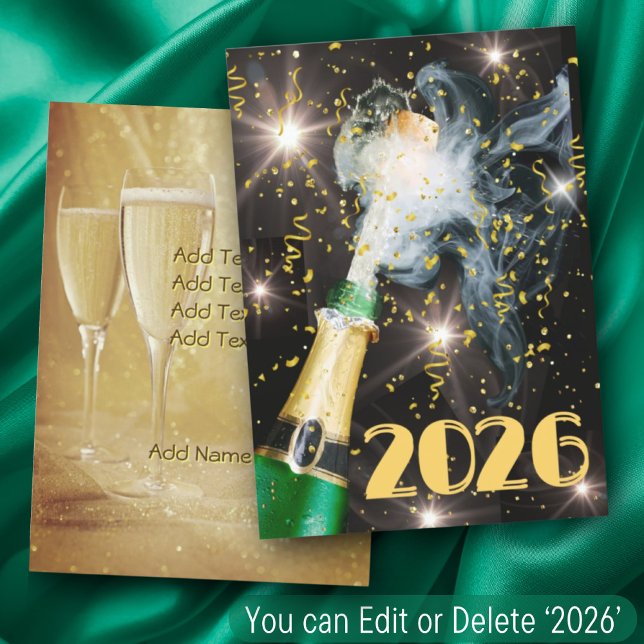 Tarjeta Festiva Confetti de champagne Feliz Año Nuevo 2 diseños pa (Subido por el creador)
