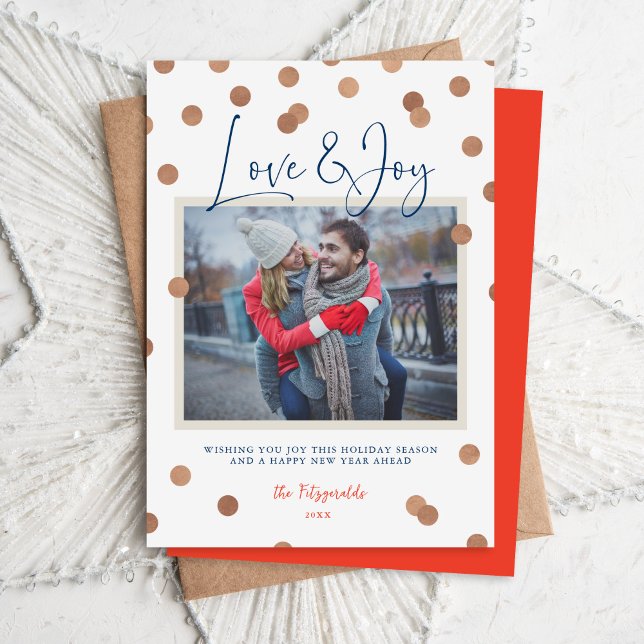 Tarjeta Festiva Confetti Dots Love and Joy Photo (Subido por el creador)