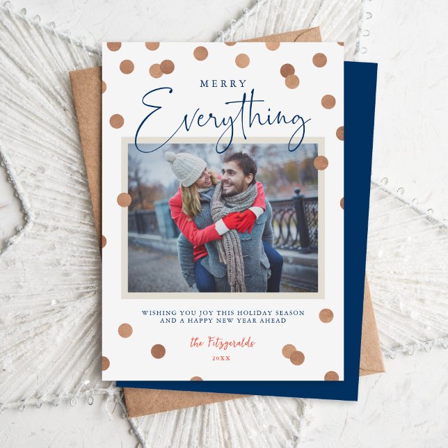 Tarjeta Festiva Confetti Dots Merry Everything Photo (Subido por el creador)