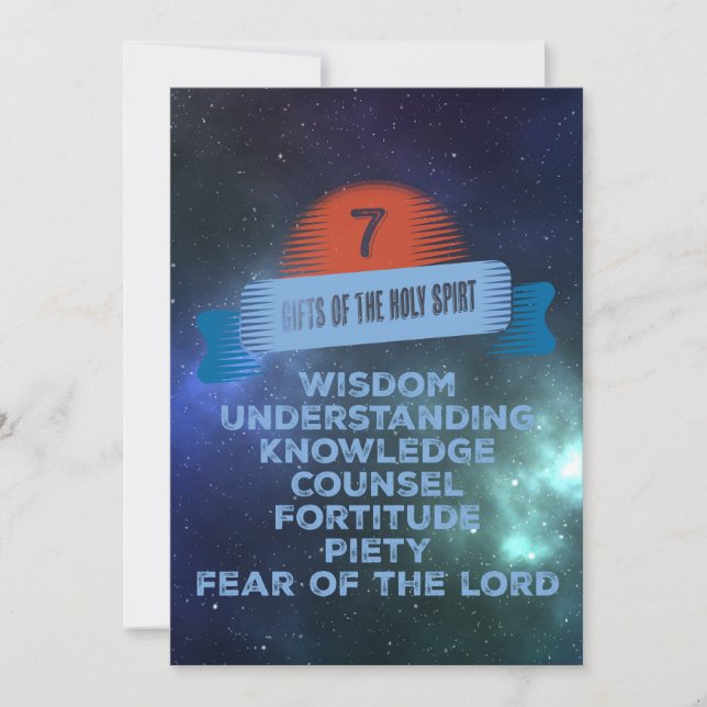 Tarjeta Festiva Confirmación 7 Regalos del Espíritu Santo (Anverso)