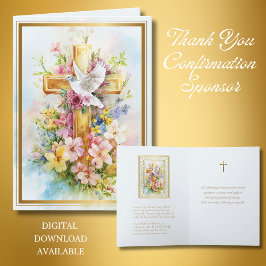Tarjeta Festiva Confirmación del Patrocinador Floral Cross Prayer