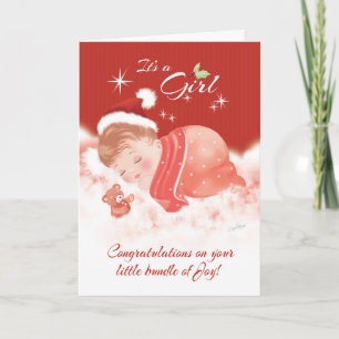 Tarjeta Festiva Congratulations. Diciembre Niña Nacida