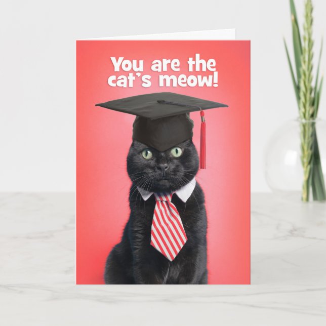 Tarjeta Festiva Congratulations Graduate Cat in Graduation Cap (Anverso)