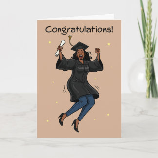 Tarjeta Festiva Congratulations Graduate Jumping African Woman