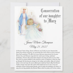 Tarjeta Festiva Consagración de nuestro bebé hijo Virgen María Ben
