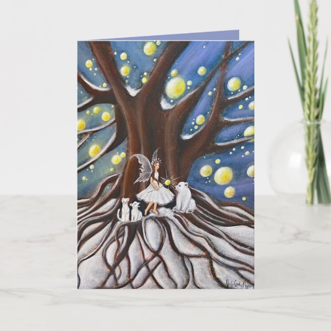 Tarjeta Festiva Consejo de Invierno Arte caprichoso (Anverso)