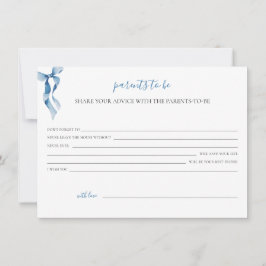 Tarjeta Festiva Consejos de Baby Shower Pastel Blue Bow para los p