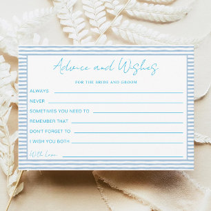 Tarjeta Festiva Consejos de boda a rayas azules para novia y novio