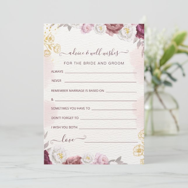Tarjeta Festiva Consejos y deseos para Novia y Groom (Anverso de pie)