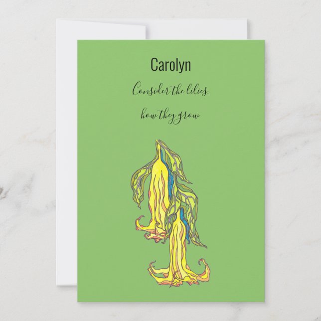 Tarjeta Festiva Consideremos a los lirios, cómo crecen, personaliz (Anverso)