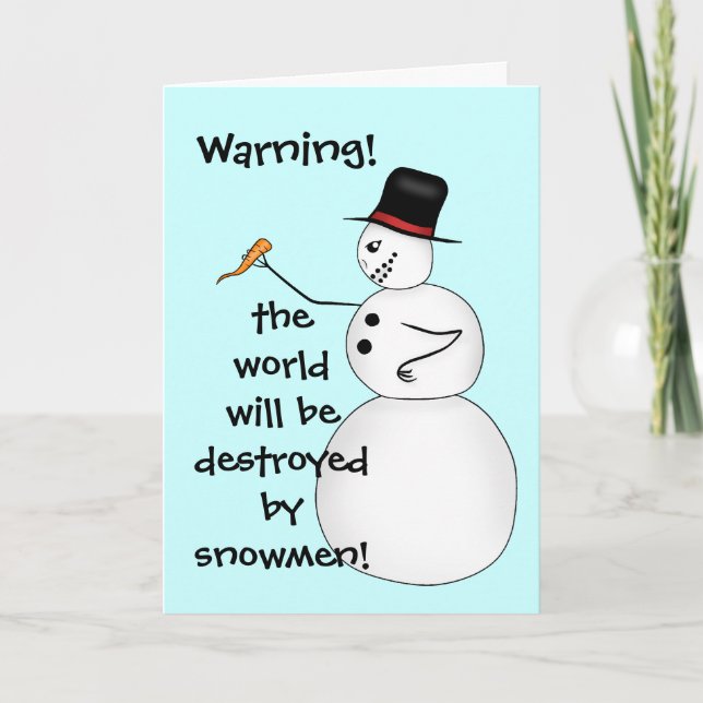 Tarjeta Festiva Conspiración de snowman de Navidades divertidos (Anverso)