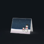 Tarjeta Festiva Constelación Cute Snowmen<br><div class="desc">2 lindos hombres de nieve en una escena de invierno nevado miran al cielo de arriba hacia la constelación estelar de ellos en el cielo oscuro. Un ilustracion muy lindo para la época invernal y especialmente para los Navidades.</div>
