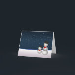 Tarjeta Festiva Constelación Cute Snowmen<br><div class="desc">2 lindos hombres de nieve en una escena de invierno nevado miran al cielo de arriba hacia la constelación estelar de ellos en el cielo oscuro. Un ilustracion muy lindo para la época invernal y especialmente para los Navidades.</div>