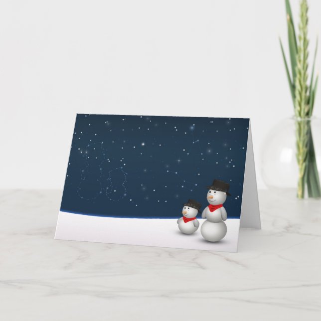 Tarjeta Festiva Constelación de muñecos de nieve (Anverso)