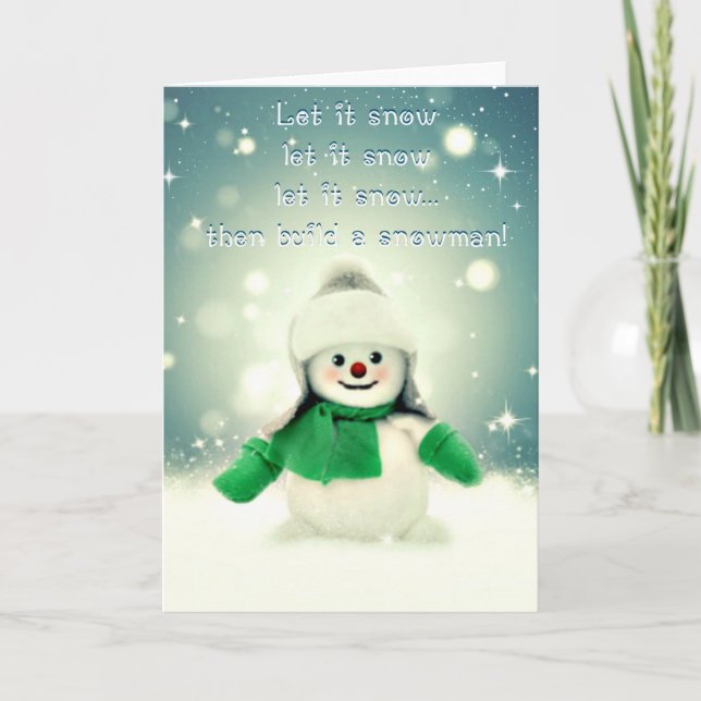 Tarjeta Festiva Construir Navidades de Snowman (Anverso)