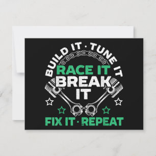Tarjeta Festiva Construir Tune It Race It Break It Fije It Repetir