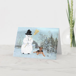 Tarjeta Festiva Construir un muñeco de nieve