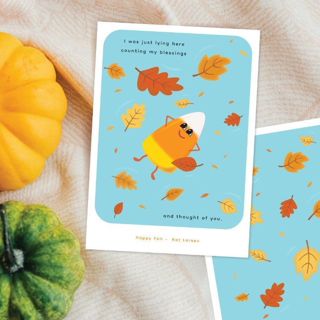 Tarjeta Festiva Contando mis bendiciones | Caída del maíz azul cie (Subido por el creador)