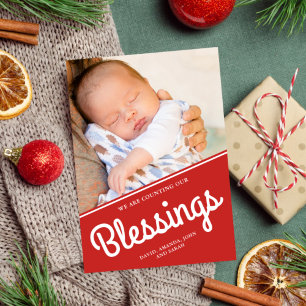 Tarjeta Festiva Contando Nuestras Bendiciones Foto de bebé en Na