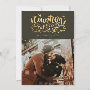 Tarjeta Festiva Contando nuestras bendiciones. Guión religioso nav