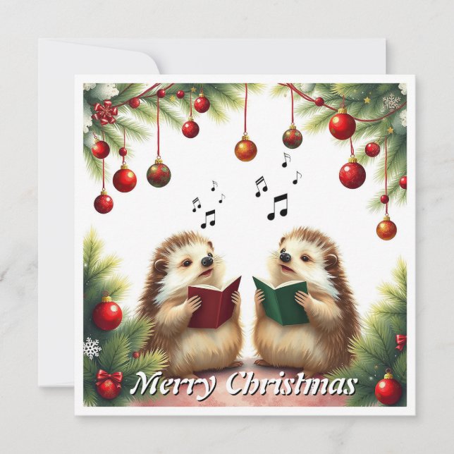 Tarjeta Festiva Contemporáneo Moderno Elegante Carol de Acuarela (Anverso)