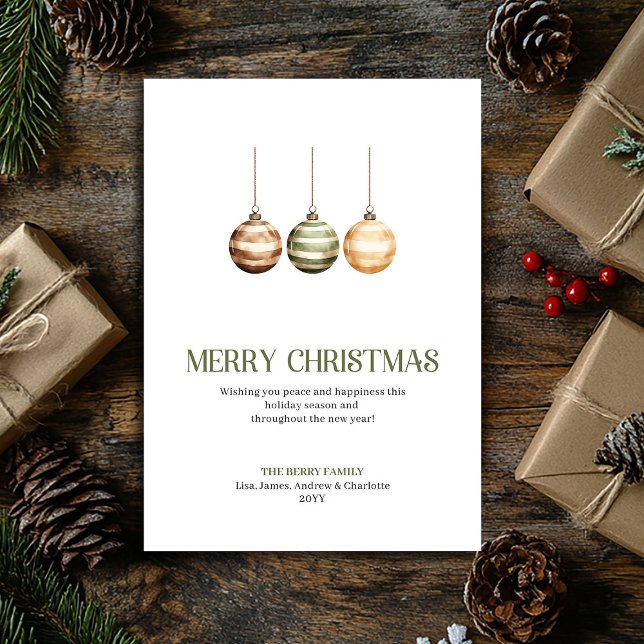 Tarjeta Festiva Contemporary Christmas Ornament Earth Tone Holiday (Contemporary Christmas Ornament Earth Tone Holiday Card)