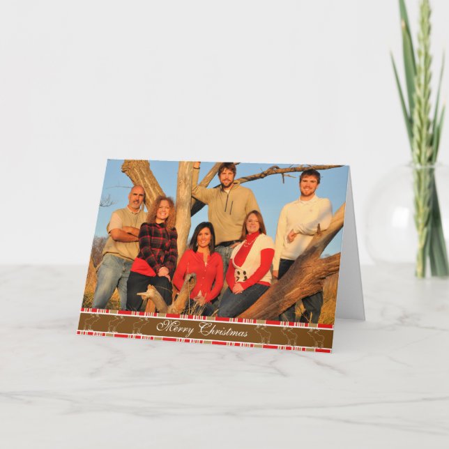 Tarjeta Festiva Contorno blanco de Moose navideño (Anverso)