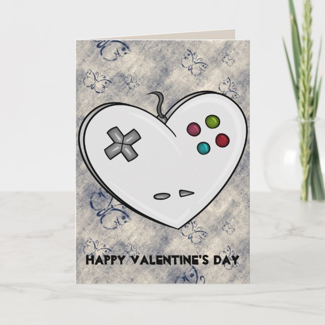 Tarjeta Festiva Controlador Heart Gamer Valentine (Anverso)
