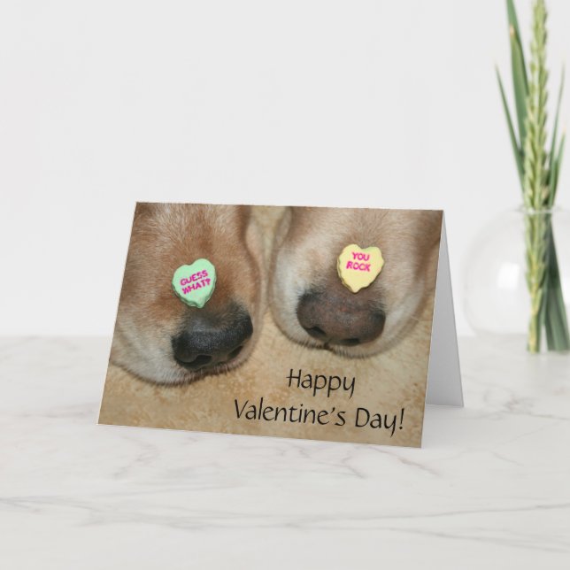 Tarjeta Festiva Conversación de Golden Retriever de San Valentín (Anverso)