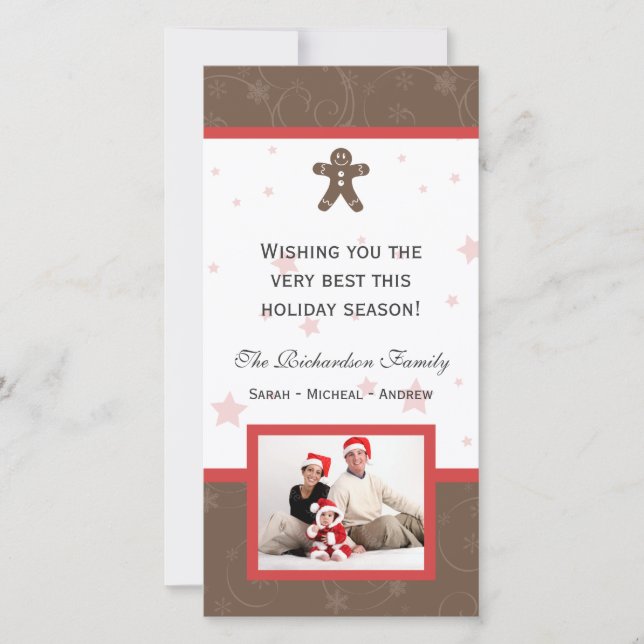 Tarjeta Festiva Cookie de pan de jengibre - Feliz día festivo - Fo (Anverso)