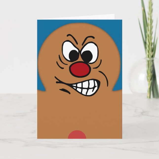 Tarjeta Festiva Cookie masculina enojada de Gingerbread (Anverso)