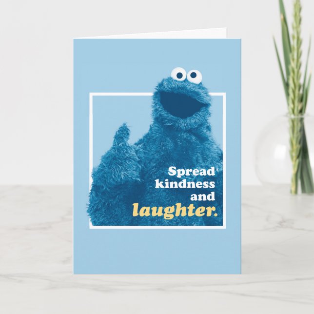 Tarjeta Festiva Cookie Monster | Amabilidad y risa extendidas (Anverso)