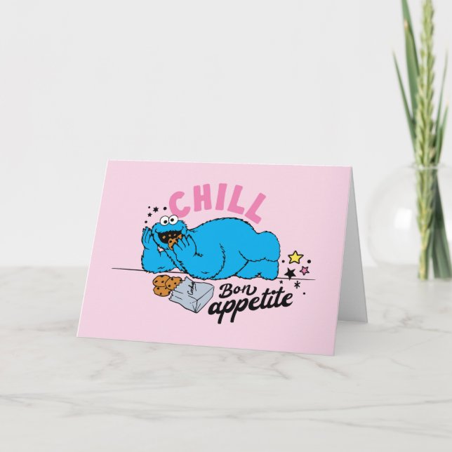 Tarjeta Festiva Cookie Monster | Chill Bon Appetite (Anverso)