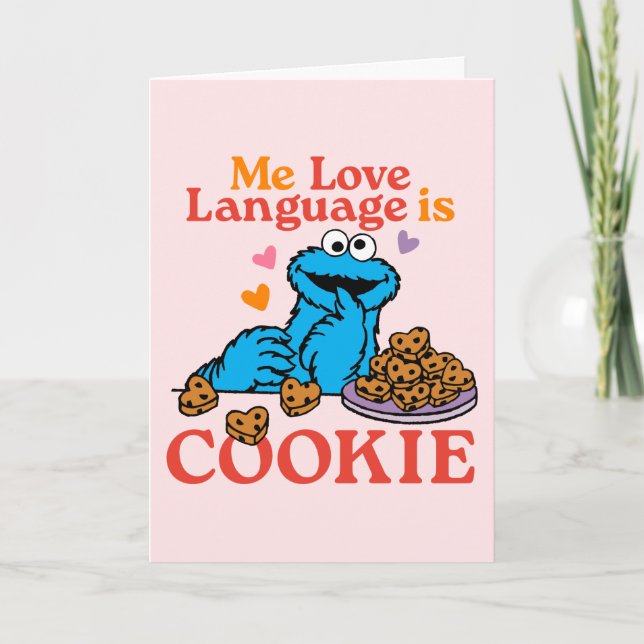 Tarjeta Festiva Cookie Monster | Cita el día de San Valentín (Anverso)