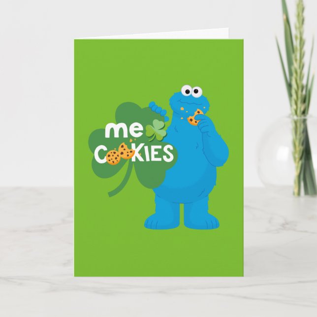 Tarjeta Festiva Cookie Monster | Shamrock Love (Anverso)