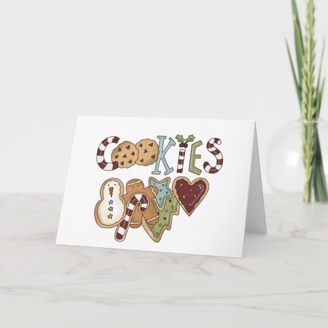 Tarjeta Festiva Cookies para camisetas y regalos de Santa (Anverso)
