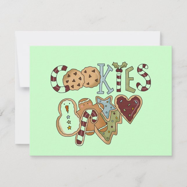 Tarjeta Festiva Cookies para camisetas y regalos de Santa (Anverso)
