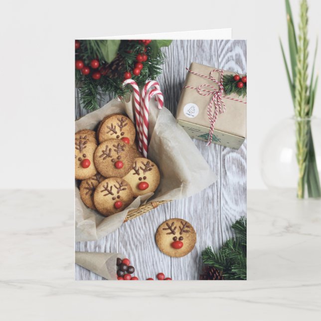 Tarjeta Festiva Cookies Para Los Clientes Deseos Cálidos (Anverso)