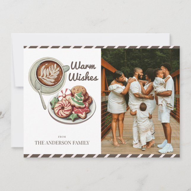 Tarjeta Festiva Cookies y Cocoa advierten que desea Navidades (Anverso)